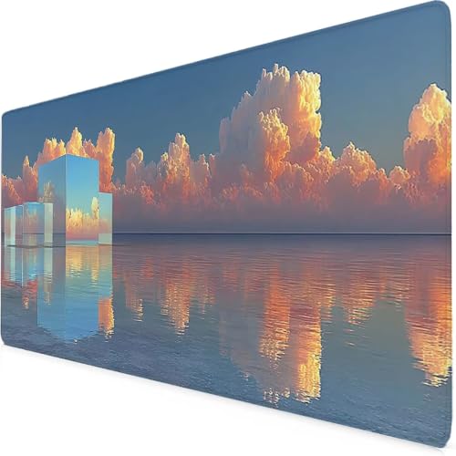 Grand tapis de souris nuage rose pour un bureau esthétique et des études confortables