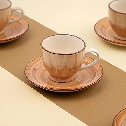 Image of Wakefit Premium Tea Cup & Saucer | Set of 4 | 150 ml | Eco-Friendly Stoneware Ceramic | Toxin Free | BPA and led Free | Microwave & Dishwasher Safe | Ideal for Gifting | Ivory,Cream | Ivory Touch
