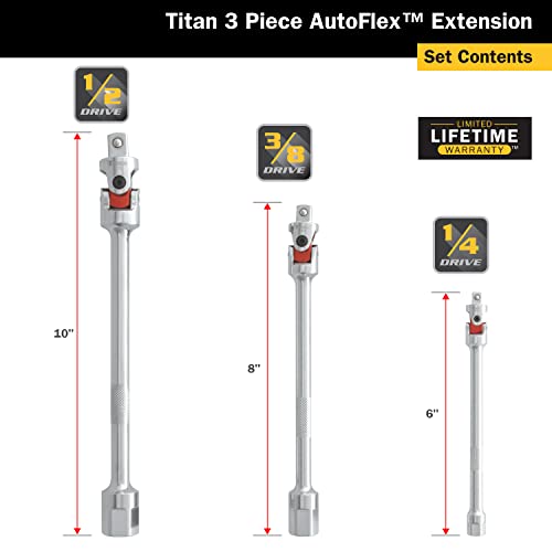 Image of Titan 85154 3-Piece Auto Flex Universal Joint Extension Adapter Set