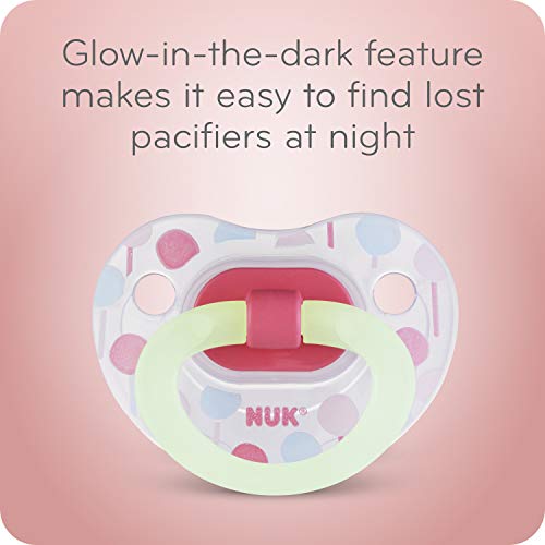 Nuk Glow-In-The-Dark Orthodontic Pacifiers, 0-6 Month (Pack Of 2) #TOP2