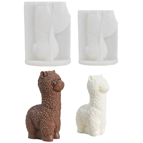 Cosmpeak 2 Stück 3D Alpaka Silikonform - Kerzenform, Tier Silikon Form für DIY Kerzen Gießen und Handgemachte Seife (Groß+Klein)