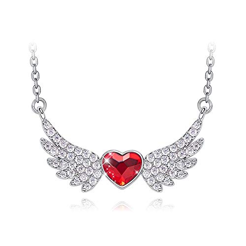 Collier pendentif coeur femme et aile d'ange, le cadeau romantique idéal