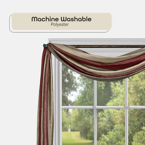Sheer Window Scarf Valance, 50 Inch Width x 144 Inch Length (Burgundy), Light Filtering Polyester Curtain Scarf - Image 3