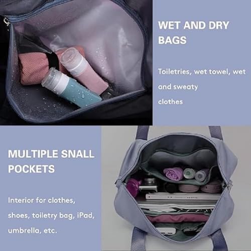 Image of Nylon 41 Liter Expandable Travel Bag for Women, Stylish Duffle Bag for Travelling, Waterproof Luggage Hand Bag (Sky Blue)
