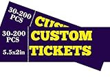 QinYuan FX Custom Tickets for Events,Personalized Concert Ticket with Tear-Away Stubs,5.5x2 in,30-200 pcs,Upload Your Design.