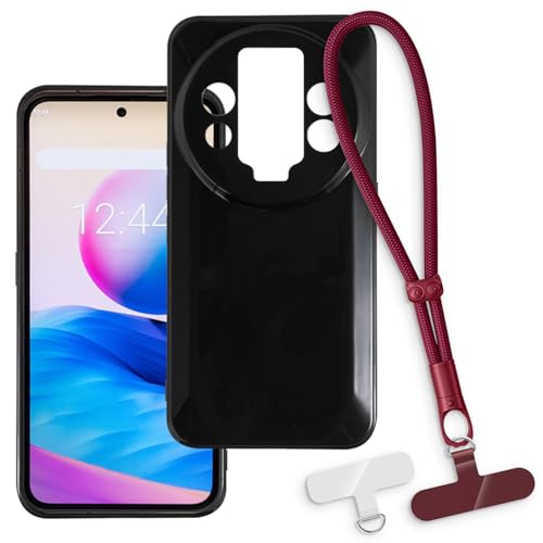 OAGELIM 2-in-1�ی�P�[�X�ƃ��X�g�X�g���b�v Oukitel WP200 Pro �Ƃ̌݊������� ���O���\�ȃ��j���[�h�t���d�b�J�o�[�A����~�ߕ����h�~�O���b�v�n���h�� (�u���b�N + ���b�h)