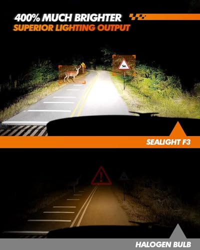 Image of SEALIGHT 5201 5202 LED Fog Light Bulbs or DRL, 400% Super Brighter PS19W PS24W Fog Light Bulb for Car, 6000K Xenon White, 16 CSP Chips Fog Lights LED, Pack of 2