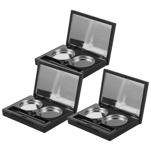 Healeved 3 Piezas Paleta Magnética Negra Mate para Maquillaje Vacía Estuche con Doble Compartimento para Sombras Lápiz Labial y Colorete Organizador Compacto para Viajes y Uso Profesional