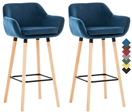 Taburetes Altos de Cocina con Respaldo Azul Marca CLP