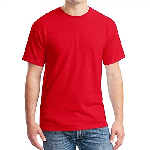 Camiseta de manga corta que no aprieta de algodón transpirable rojo y talla grande XL