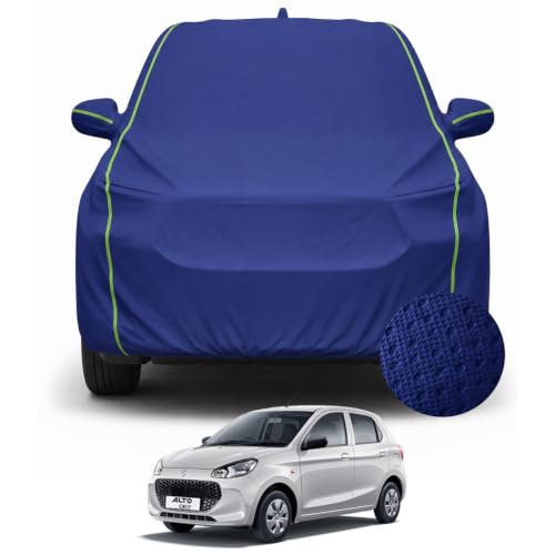 Image of Pivalo Premium Car Cover for Maruti Alto K10 100% Waterproof All Weather Protection Dustproof 3 Layer PP & Soft Cotton Inner Lining Fabric Tripple Stitched Secure Fit Full Body Cover (Tiebond Blue)
