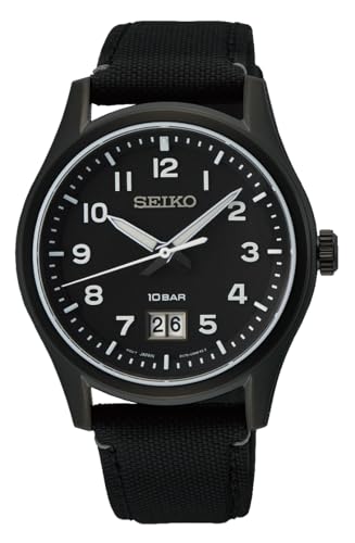 Seiko Herren Analog Quarz Uhr mit Nylon Armband SUR571P1