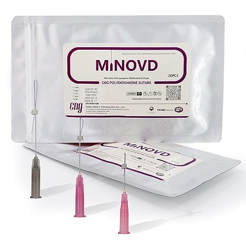 Minovd Pdo Mono Threads, 27G50mm, Pdo Threads for Face Lift, Wrinkle Smoothing and Cell Renewal, 20pcs
