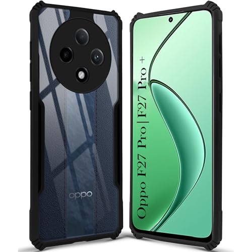 Image of Jkobi Back Cover Case for Oppo F27 Pro | Oppo F27 Pro Plus (Shockproof with Polycarbonate Clear Panel | Professional Black)