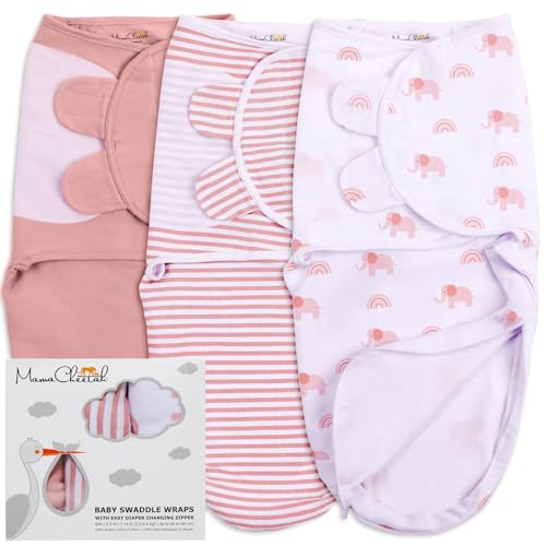 Image of Mama Cheetah Baby Swaddle Blanket with Zipper, Newborn Swaddle Sack, Baby Swaddles Sleep Sack 0-3 Months, Baby Swaddle Wrap for Baby Boy & Girl, 3-Pack