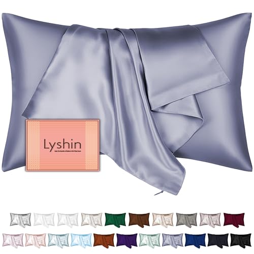 Mulberry Silk Pillow Cases King Size with Hidden Zipper, Ultra Smooth and Soft Breathable Cooling Silk Satin Pillowcase for Hair and Skin, Gifts for Women Men (Grayish Blue, 20x36 Inches, 1 Pack)