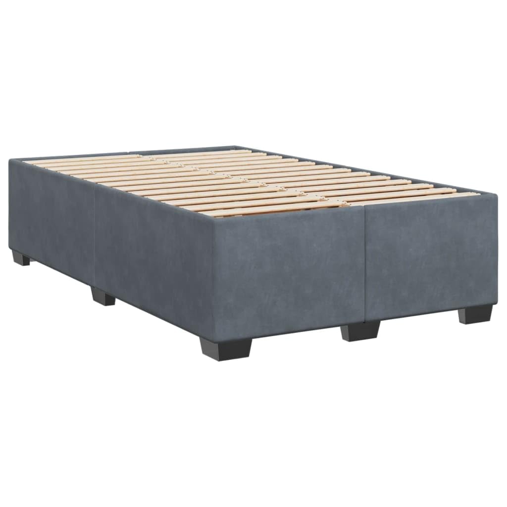 Samt Taschenfederkern Boxspringbett 120 x 200 cm Grau | Boxspringbett mit Matratze Dunkelgrau 120x200 cm Samt LED Bett mit Kopfteil verstellbar Taschenfederkern