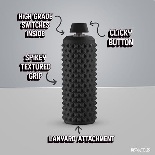 Image of Sensory Roller Fidget with Clicker, Tactile Spikes for Anxiety, Stress Relief, Pain Stim, Autism & Over Stimulation with Lanyard (Black)
