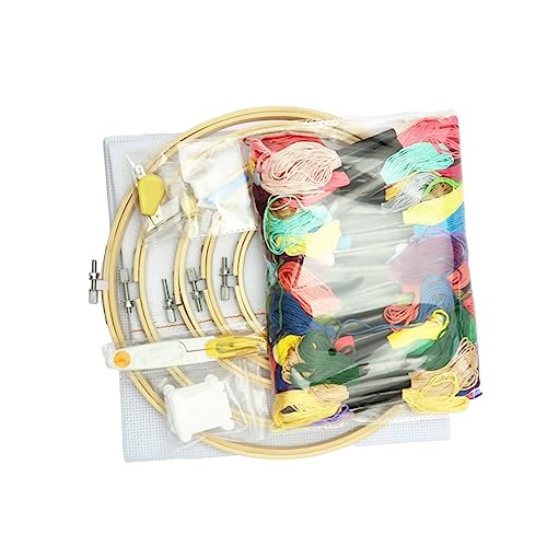 Kit de broderie point de croix complet avec fils de couleurs et outils DIY pour débutant