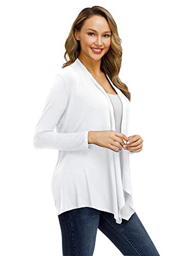 Cardigans for Women Casual Open Front Long Sleeve Lightweight Soft Basic Cardigan (White, X-Large)3