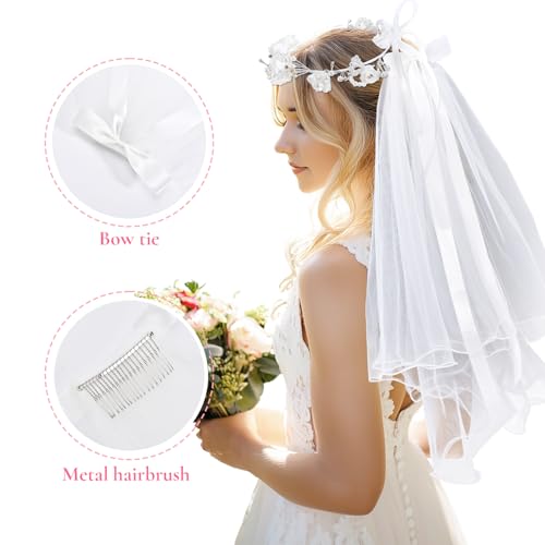 Girls First Communion Veil and Flower Crown Communion Dress Up Accessories4