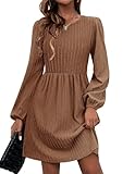 Picture of Zeagoo Women's Casual Knit Sweater Dress with Pockets Crew Neck Long Sleeve A-Line Dresses for Women 2024 Fall Dresses, Brown, X-Large