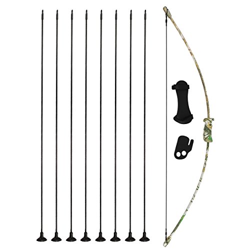 kaimei 37Inch Archery Bow and Arrow Set Recurve Bow Camouflage Outdoor Sports Game Hunting Training Toy Gift Bow Kit Set with 8 Arrows with Sucker to Kids Youth