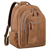 GRAND ESPACE DE RANGEMENT: Ce sac à dos en cuir pour homme offre une capacité généreuse pour les classeurs A4, documents et accessoires. La poche ordinateur rembourrée protège en toute sécurité les laptops jusqu’à 17 pouces.