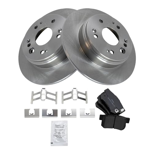 Image of TRQ Rear Brake Pad and Rotor Set Semi Metallic Rotors | For 2002-2004 Honda CR-V