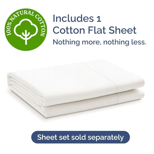 Drap plat 400 fils King size blanc - Linge de lit grand modèle 100% coton