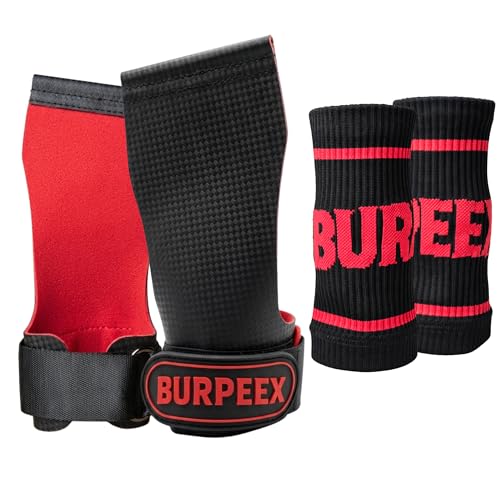 BURPEEX - Calleras Crossfit con Muñequeras y Bolsa de Transporte – Agarre Antideslizante y Protección de Manos para Dominadas, Halterofilia, Calistenia y WOD Intensos (M)