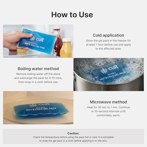 Image of Cult Reusable Hot & Cold Gel Pack for Pain Relief in Cramps, Swelling, Sports Injuries, Neck, Back, Shoulders, Joints, and Everyday Muscle Recovery - Flexible & Portable Therapy Pack of 2