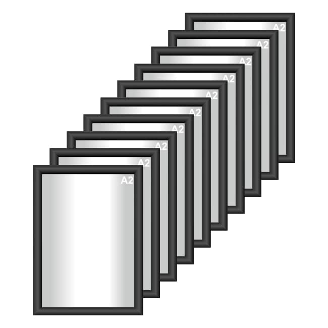 Snap Poster Frames | Certificate Photo Display | Clip Poster Holders for Retail And Advertising Displays | Notice Sign Board Frame for Walls (Black Colour) (10, A2 (420 x 594mm)) โ image 1