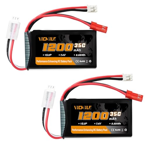 VICMILE SCX24 7.4V 1200mAh 2S Lipo Battery with PH2.0 JST