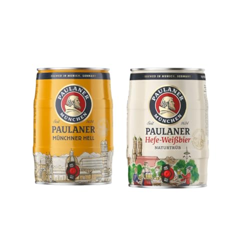 Paulaner Premium German 5L Mini Kegs – Hells & Weissbier Set of 2 | Authentic Munich Beer Collection | Perfect Party, BBQ & Gift Set for Lager & Wheat Beer Lovers by Beerhunter