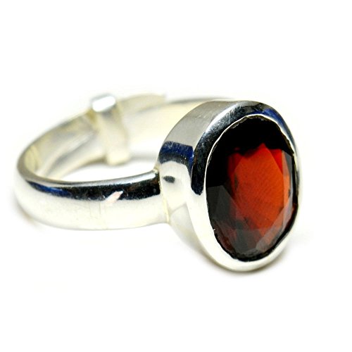 Bague en argent sterling avec véritable grenat hessonite 7 carats