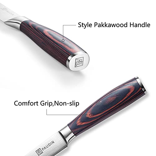 Paudin Utility Knife 5 Inch Chef Knife German High Carbon Stainless Steel Knife, Fruit And Vegetable Cutting Chopping Carving Knives, Ergonomic Handle With Gifted Box #TOP3