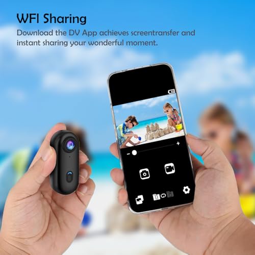 Bayehngs Mini caméra d'action pouce, petite portable, vlogging POV mains libres pour casque vélo, moto (ensemble simple 64 Go) – Image 5