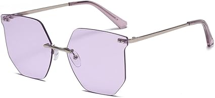 QWKLNRA Uomo Occhiali da Sole Montatura Color Argento Lenti Viola Occhiali  da Sole Senza Montatura Donna Contro-UV Occhiali da Sole Irregolari  Classici Comodi E Senza Montatura Uomo Occhiali da Sole : Amazon.it: