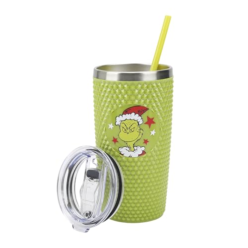 The Grinch Character Wreath Green 20 Oz Stainless Steel Spiked Tumbler