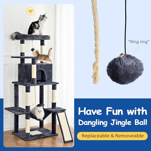 Torre para gatos Cat Craft 63 pulgadas multi-niveles gris oscuro miniatura 4