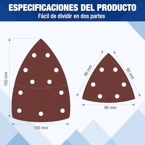 Miniatura 2 de Workpro 100 Piezas Juego De Hojas De Lija, Papel De Lija Para Lijadora Múltiple, Hojas Multilijadoras De Grano 40 80 120 180, 11 Agujeros, Accesorios Para Multilijadora