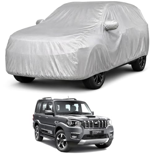 Image of Autofact Car Body Cover Compatible with Scorpio 2014-2022 | Custom Fit Car Cover | 100% Water-Resistant| Triple-Stitched Lightweight Fabric | Dustproof | Indoor & Outdoor Use | Elastic Bottom
