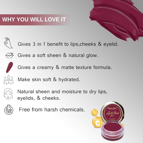 Image of Seven Seas Lip & Cheek Tint Richness Of Essential Oils And Vitamin C For Lips, Eyelids & Cheeks, Matte Finish Give You a Soft Natural Glow (Calypso Pink)
