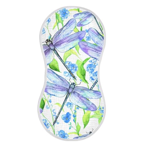 xigua Watercolor Dragonflies Baby Burp Cloths for Newborn Boys and Girls 2 Pack, Soft & Absorbent Cotton Baby Burp Cloth, Baby Washcloths, Newborn Towel, Burp Rags
