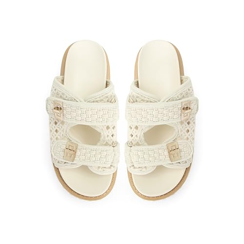 Image of SOVANYOU Raffia Platform Wedge Sandals for Women Comfortable Summer Beach Sandals Open Toe Slingback Platform Sandals with Adjustable Double Buckle