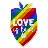 Love is Love Pride Dog Bandanas, LGBTQ+ Pet Accessories for Pride Month Gifts for Dogs Owners LGBTQ+ Rainbow Dog Bandana Pet Scarf for Small Medium Cats Dogs