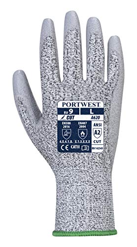 Portwest A620 Comfort LR Cut PU Palm Glove Grey, Small - Image 3