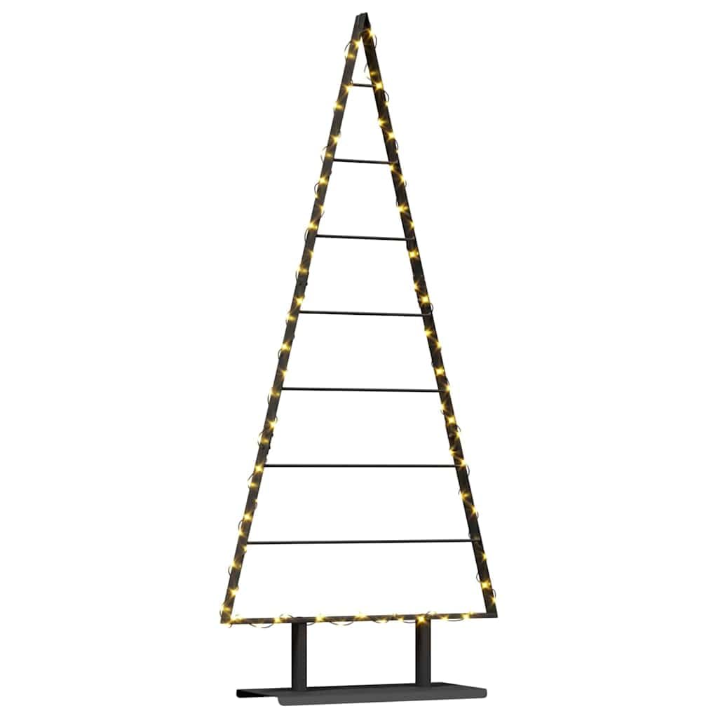 Árbol de Navidad de metal con soporte, árbol de acero de 150 cm de alto, negro mate, diseño moderno para interior y exterior protegido, duradero y fácil de limpiar