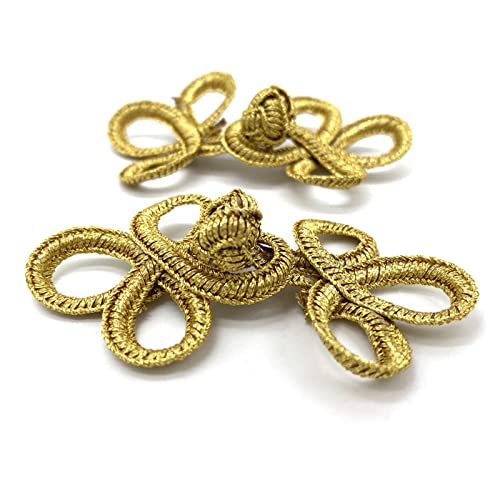 Evago 10 Pairs Chinese Knots Frog Buttons Closure Sewing Fasteners For Sweater Cloak Coats Scarf Cardigan And Costumes Outfit Sewing, Gold(3Ys) #TOP5